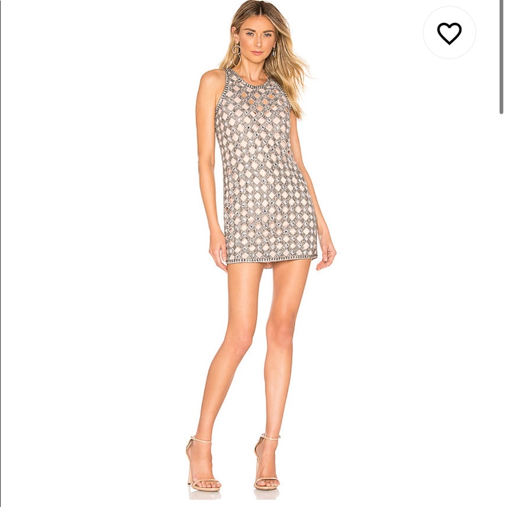 Travis Embellished Mini Dress in Nude